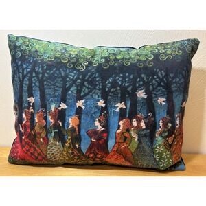Gael Song Decorative Pillow Medieval Women Gowns Dark Grove Forest White Doves